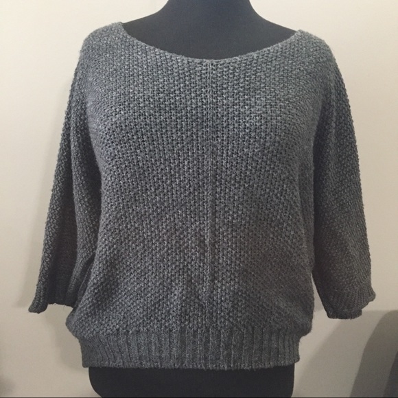 Cropped Grey knit sweater - Picture 2 of 15